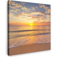 TABLEAU SUR TOILE Plage - Coucher de soleil - Mer Tableau Chambre Adulte 90x90 cm