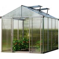 GFP Gewächshaus TITAN 23 aus Alu 222x365 cm, starke 10 mm Doppelstegplatten mit Zusatzfenstern, automatischen Fensteröffnern, Klapptisch