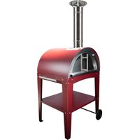 MF - Horno de leña exterior para pizzas y pan modelo Chef Junior rojo con mesa para uso en jardín