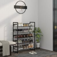 Étagère à chaussures, présentoir à chaussures, 5 niveaux, 72 cm x 30 cm x 102 cm, noir