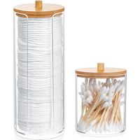 2 Pièces Porte Coton Tige, Boîte à Coton Tampons, Distributeur de Pots Organisateur de Rangement avec Couvercles en Bambou pour Boules de Coton Tige, Qtips, Salle de Bain
