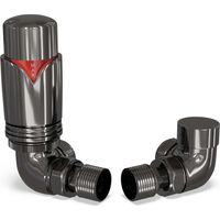 Derry Bold - Black Nickel Thermostatic Radiator Valve & Lockshield Corner 8mm