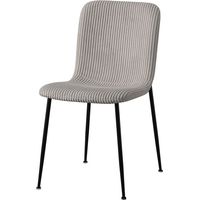 Stuhl für das Esszimmer CORDUROY – Cord-Samt in Hellgrau – Beine aus schwarzem Metall – Designstil