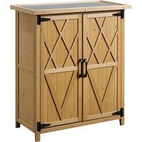 Armario de JardĂn 0,24 m² 75x40x90 cm con 4 Estantes y Techo de Galvanizado para Almacenamiento de Herramientas Natural