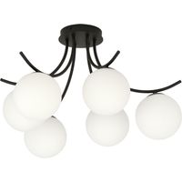 Lampadario Emibig Boston 6xE14 nero/opal in vetro 70cm