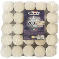 SET 400 CANDELE TEA LIGHT BIANCHE CON BASE IN METALLO – IDEALI PER PORTACANDELE, DECORAZIONI ED EVENTI