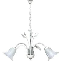Lampadario Teresa 3-flammig E14 in Weiß/Silber mit weißem Spiegelscheibenglas