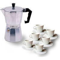MUVIP - Cafetera de aluminio MV0601, capacidad de 6 tazas, mango ergonómico, antiadherente, compatible con cocinas eléctricas, vitrocerámicas y de gas, color aluminio