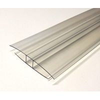 Profilo H in policarbonato trasparente per lastre alveolari da 16 mm. Lunghezza 210 cm