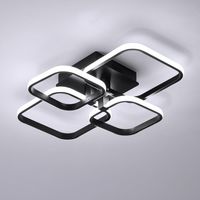GOECO Plafoniera di design quadrata a 4 teste, alluminio, nero, 47W, 58x46 cm, con controllo di luminosità e telecomando, 220V