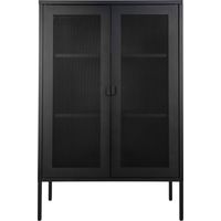 Armadio Melbourne in acciaio nero con 2 ante a rete, 80×40×120 cm