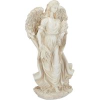 Relaxdays – Figurine de jardin ange en pierre artificielle – Résistante aux intempéries et au gel – Décoration intérieure et extérieure – 46,5 cm, blanc crème