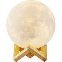 3D-Mondlampe, LED-Nachtlicht, berührungsempfindliche Mondlampe mit 3 Farben, 10 cm Durchmesser, USB-wiederaufladbares Mond-Nachtlicht für Schlafzimmer, Wohnzimmer, Café, Geburtstags-/Weihnachtsgeschen
