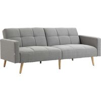 2 in 1 Schlafsofa 205 x 88 cm Sofa mit Bettfunktion, Couch mit Sitzkissen, Leinenoptik Grau