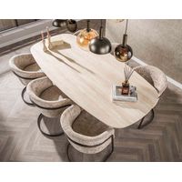 Lisa Design – Table à manger rectangulaire 4 à 8 personnes – Plateau céramique effet travertin – Pieds en MDF résistant aux rayures – Dimensions 215x105cm