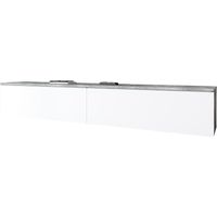 TV-Schrank 180 cm für das Wohnzimmer, 2-türig, grifflos, weißer Hochglanzbeton