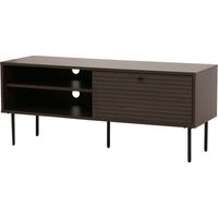 Porta TV HHG-275, mobile basso, tavolino lowboard scandinavo metallo legno melamina MVG 50x120x40cm, marrone scuro
