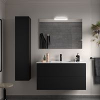 Komplett-Set OPTIMUS 800 BLACK SATIN + Waschtisch + Spiegel + Leuchte