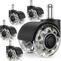 Set of 5 office chair casters, 11 x 22 mm office chair caster, 360-degree rotation without scratches, for hard floors, parquet, carpet, laminate, no floor mat required.