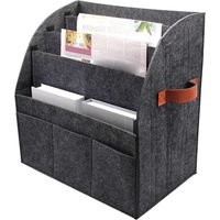 Foldable Newspaper Rack, 4 Tier Desktop Bin, 12x8 Inches File Holder with Multiple Pockets, Ergonomic Felt Organizer, Rack with Compact Design, Newspaper Holder for Home and Office