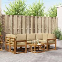 Outdoor-Sofagarnitur mit Kissen 7 pcs Natur und Beige