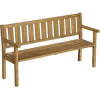 Banc de jardin 3 places, banc en bois résistant aux intempéries avec dossier et accoudoirs, supportant une charge de 360 kg, en teck