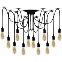 Pendant Lamp TOOLIGHT JDL-04 SPIDER 12 AMPOULES E27 Black