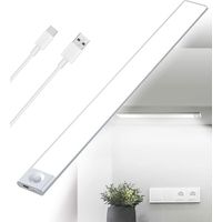 Luz LED recargable por USB para debajo del gabinete de cocina, 2500 mAh, 40 cm, lámpara de armario regulable, sensor de movimiento, barra LED, luz con sensor PIR recargable inalámbrica con batería par