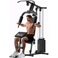 Station de musculation - HOMCOM - charge 65kg double poulie - butterfly et leg developer - acier - noir