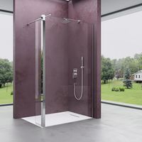 Mai & Mai Box Doccia Walk-In 50x200cm con Vetro Laterale 30cm, Parete Doccia in Vetro 8mm Braccio di Sostegno MMBR1 70-120cm Vetro di Sicurezza ESG con Rivestimento Nano