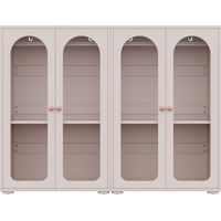 CAIziArmoire à 2 portes, armoire laquée, armoire de rangement pour chambre, armoire pour enfant, avec penderie, portes transparentes en acrylique, poignées en céramique, rose bébé, lot de 2, 160×50×12