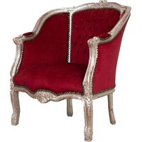 Fauteuil baroque 80x94x82 Fauteuil de salon rembourré Chaises avec accoudoirs Fauteuil de chambre en velours de style français