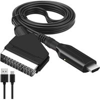 Convertisseur Peritel vers HDMI, Adaptateur Peritel SCART vers HDMI Plug&Play Câble Cordon AV RGB avec Câble Péritel Sortie vidéo Adaptateur pour HDTV STB VHS Xbox PS3 Sky DVD Blu-Ray