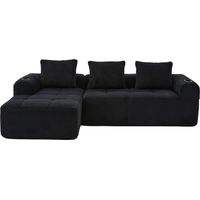Kompakt-Sofa aus Cord – Weich, modular & alltagstauglich mit Seitentasche und Getränkehalter. Hochwertiger Komfort für langes Sitzen, inkl. 3 Kissen. Ideal für Wohnzimmer, Arbeitszimmer & mehr.Schwarz