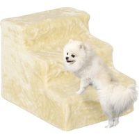 Escalera para Perros de 3 Peldaños con Funda Extraíble y Lavable Rampa para Perros para Cama Sofá 46x35x35 cm Beige