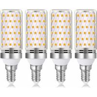 Juego de 4 bombillas LED E14 de 16 W, luz blanca cálida, 3000 K, 1600 lm, equivalente a una lámpara halógena E14 de 100 W y 120 W, CA 230 V, no regulable