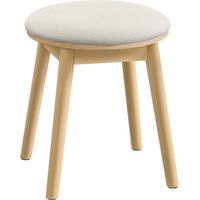 Tabouret coiffeuse rond 37x37x43 cm – Bois d’hévéa et mousse haute résilience – Pieds antidérapants – Blanc crème et beige chêne