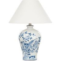 Lampe de Table à Poser en Porcelaine Blanc et Bleu Peint à la Main 54 cm Magros