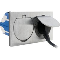 Zenitech – Prise de sol 2P+T 16A aluminium brossé – IP55 double – Clapet de protection aimanté – Installation sur sols et murs