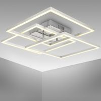 B.K.Licht Plafonnier LED orientable 568x568x95mm carré 40W 4000lm 3000K lumière blanche chaude chromé aluminium lampe plafond bureau salon cuisine couloir