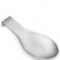 Repose-cuillère en acier inoxydable, support pour cuillère de plaque de cuisson, repose-cuillère pour plan de travail, finition brossée, robuste, compatible lave-vaisselle, 9,7 x 24 cm (couleur argent
