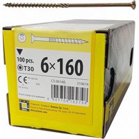 Vis autoperceuse 6x160 mm – Torx TX-30 – 100 pièces – Acier électro-galvanisé – Vissage rapide sans pré-perçage – Domax