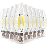 Arum Lighting – Lot de 10 ampoules LED E14 flamme filament 4W équivalent 40W – Blanc chaud 2700K – Angle d'éclairage 300° – Lumens 470