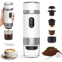 Machine à Cafe Portable,3 En 1 Cafetière à Expresso Chauffage Électrique,12V Expresso Cafetière Rechargeable,Pour Bureau,Voyage, Maison,Compatible avec les Capsules Espresso et Café Moulu, Blanc