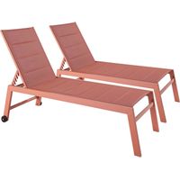 Lot de 2 bains de soleil en aluminium et textilène argile