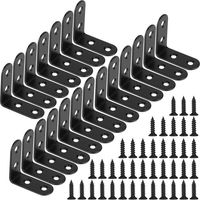 Support fixe noir support à angle droit support en métal en forme de L avec vis support d'armoire de meubles en bois 40X40X20mm -20 pièces