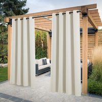 Rideau imperméable extérieur, Isolation thermique, ( Beige Clair, 2 PCS / 132 X 274 CM) coupe-vent et protection UV occultants pour les jardins, tonnelle pergola, balcons,Terrasse