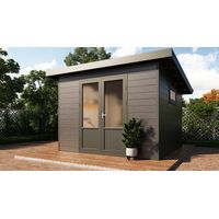 Wolff Finnhaus WPC Gerätehaus Terra 3030 28 Anthrazit/Hellgrau Gerätehaus aus Holz/Kunststoff in Anthrazitgrau, Geräteschrank mit 28 mm Wandstärke Gartenhaus