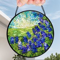 15 cm Attrape-soleil vitrail floral oiseaux papillons, décoration suspendue maison, cadeau maman