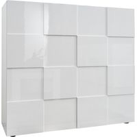 Buffet - MILANO - 2 portes - Blanc laqué brillant - 121 x 42 x 111 cm